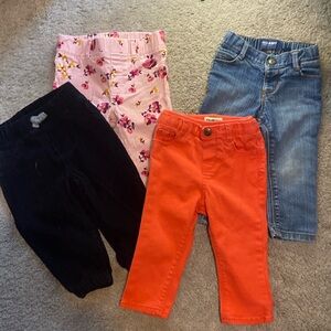Bundle of 4 Pairs Size 18 Months Toddler Girls Pants Jeans Wide Assortment